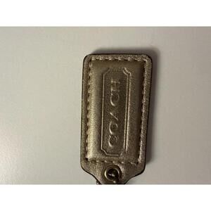 Coach Gold Leather Keychain Tag with Ball Chain
